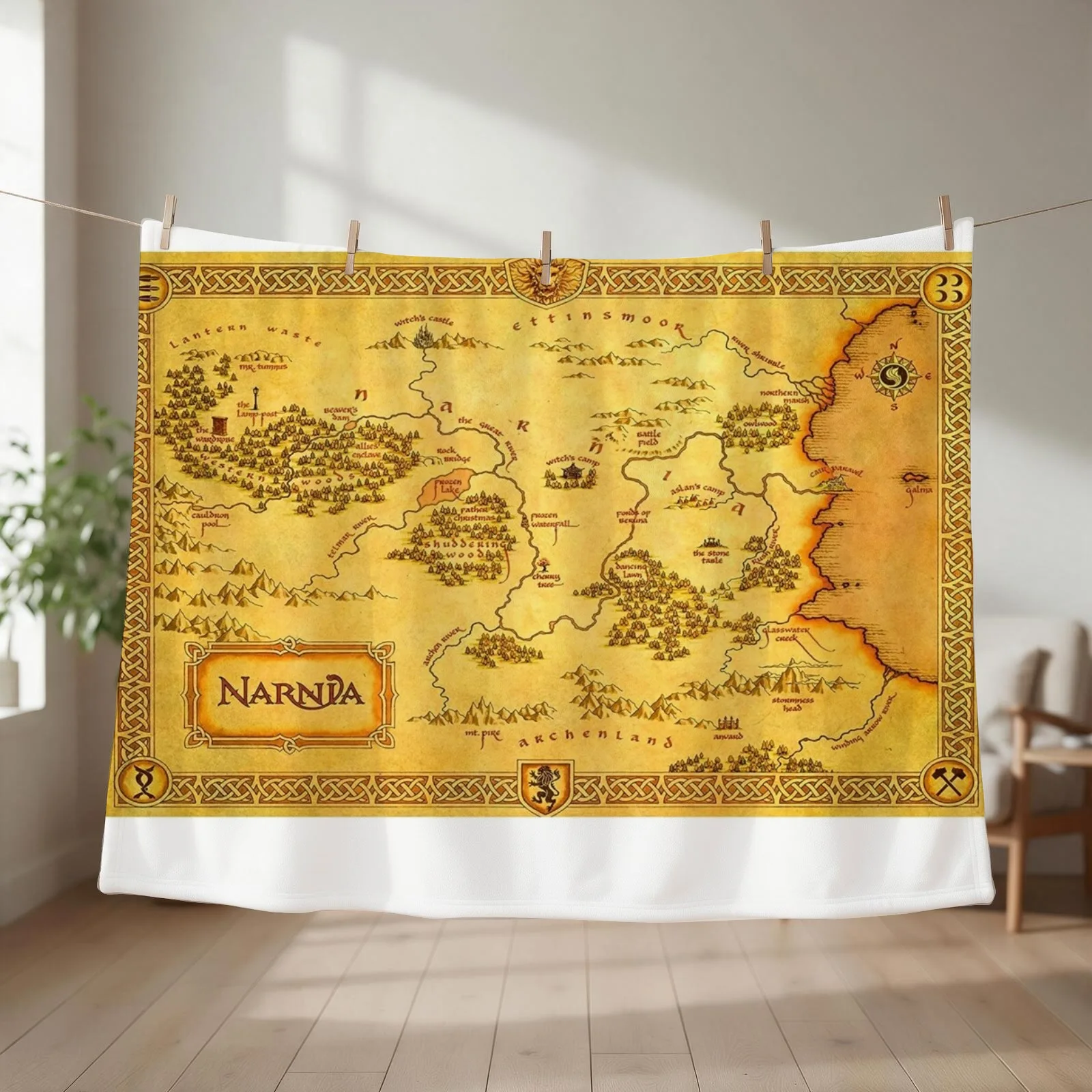 Map of Narnia Throw Blanket Thermal Personalized Gift decorative Plaid Blankets