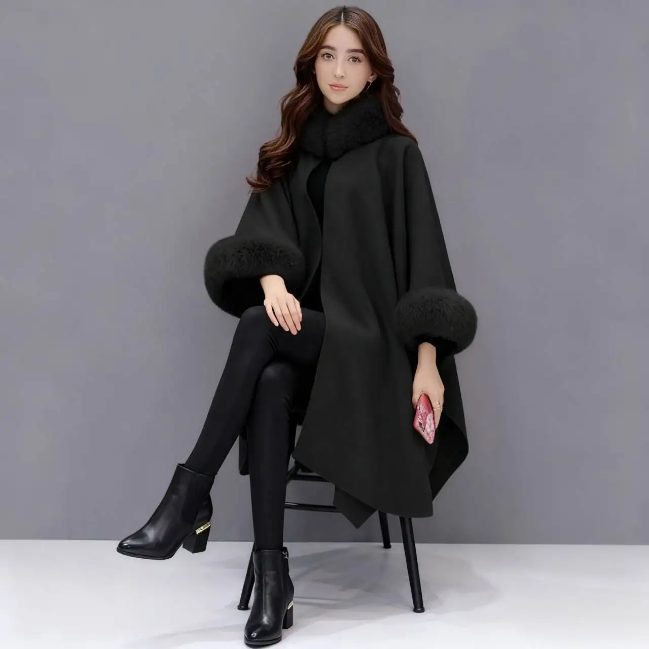 Wool Blend Coats Womens Woolen Coat Short Women Autumn Brocade Double-Breasted Collar Temperament Modern Style Banquets Overcoat