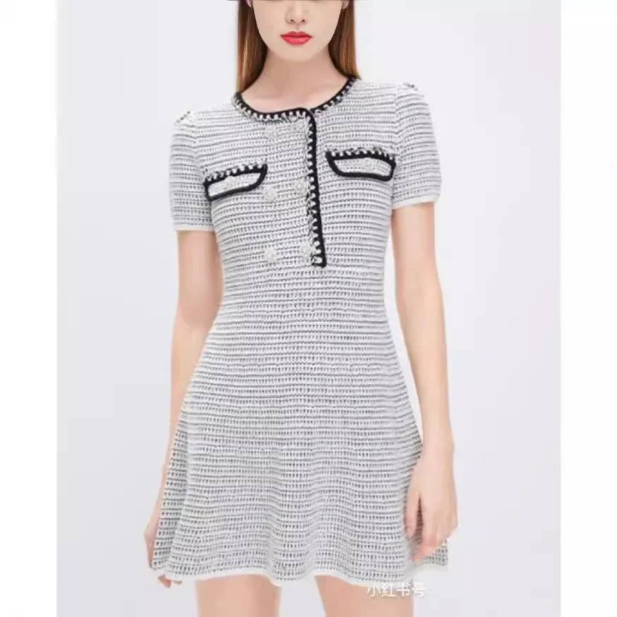 

Women's Slim Fit Elastic Knit Mini Dress Elegant Fashion Pocket Dress