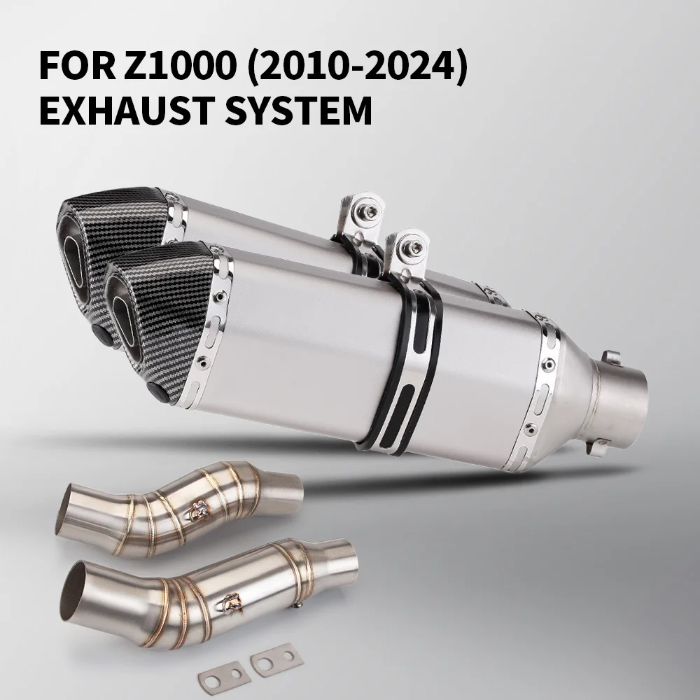 

For Z1000 NINJA400 ninja400 Double Tube Mid Middle Link Pipe Slip on 370mm Fully Exhaust Motorcycle System Muffler 2010-2024