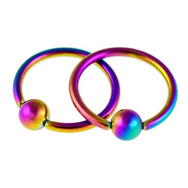 Stainless Steel Captive Bead Nose Ring Piercing Jewelry Hypoallergenic Hoop for Nose Ear and Lip