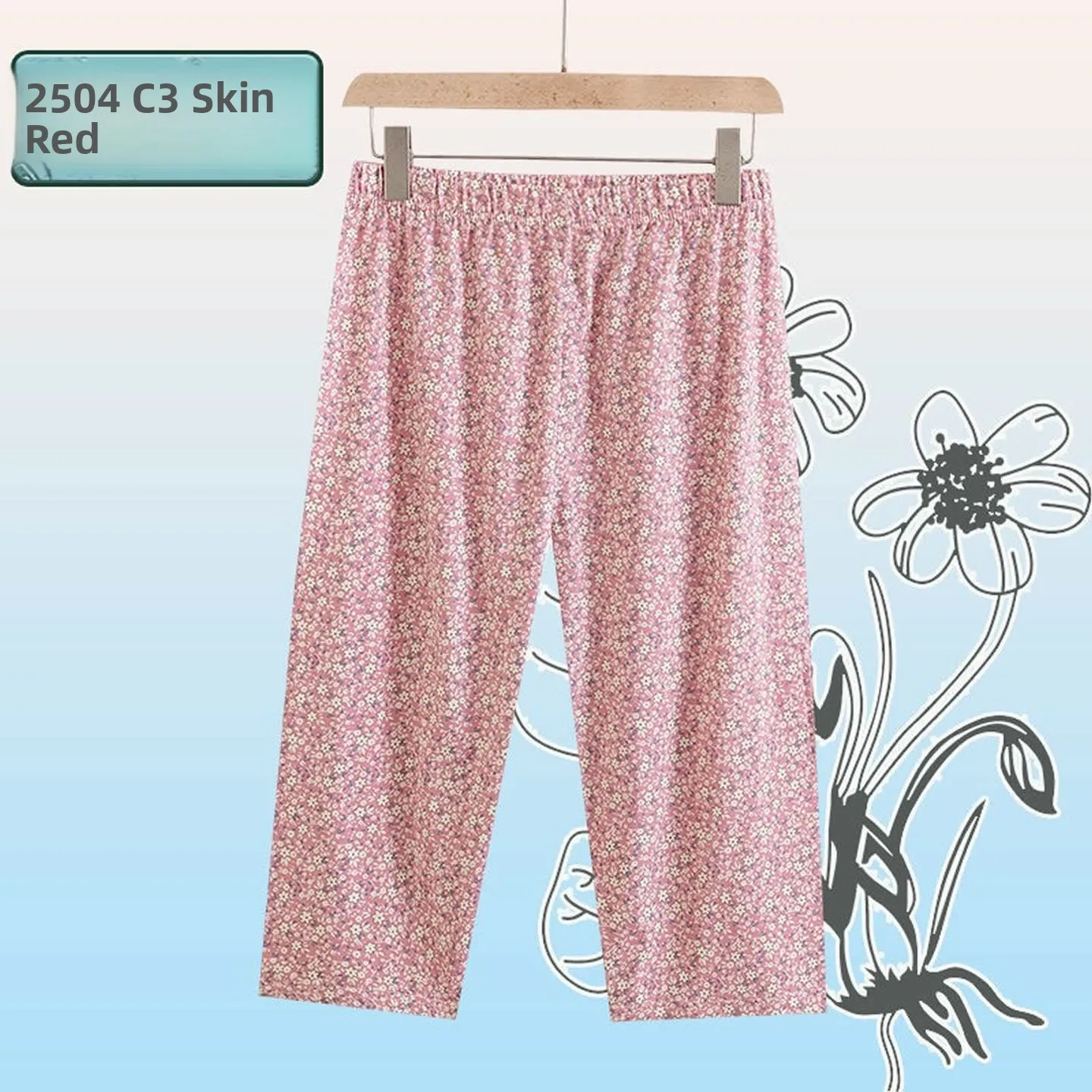 Pure Cotton Sleepwear for Elderly Women Summer Thin Seven-Point Home Pants Air Conditioned Loose Fit High Waist Casual Style