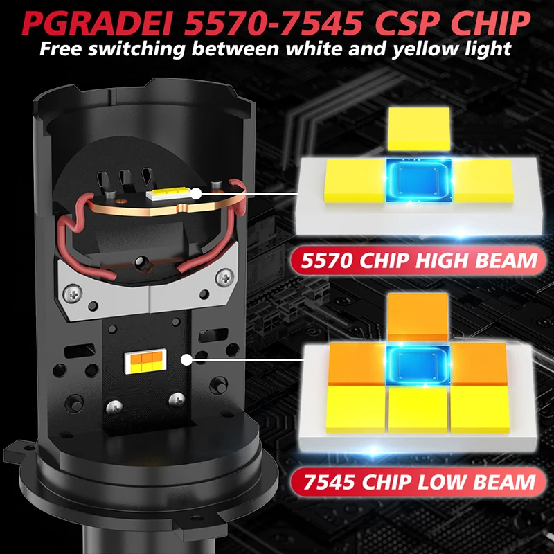 1/2pc H4 LED Headlight Bulbs Projector Lens Canbus Anti-glare Plug Play 3000K 4300K 6000K Hi/lo Beam for Cars/Motorcycles