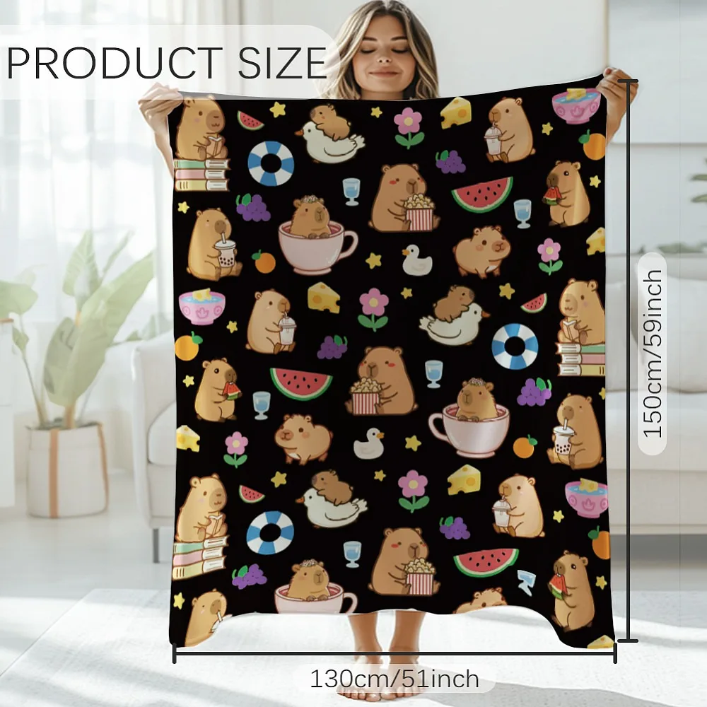 Rectangle Velet Blanket for Household Items Decoration Supplies Capybara 150x130cm