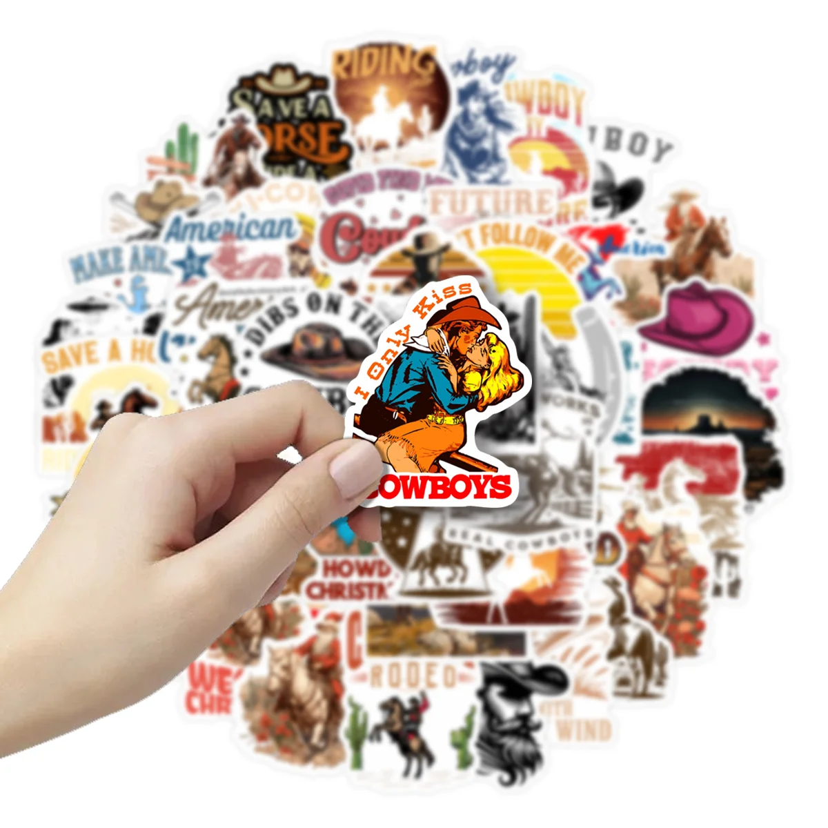 50pcs Nostalgic Ranch Cowboy Stickers | Retro Western Decals for Laptop, Water Bottle & Bag, Bold Casual Style Fans