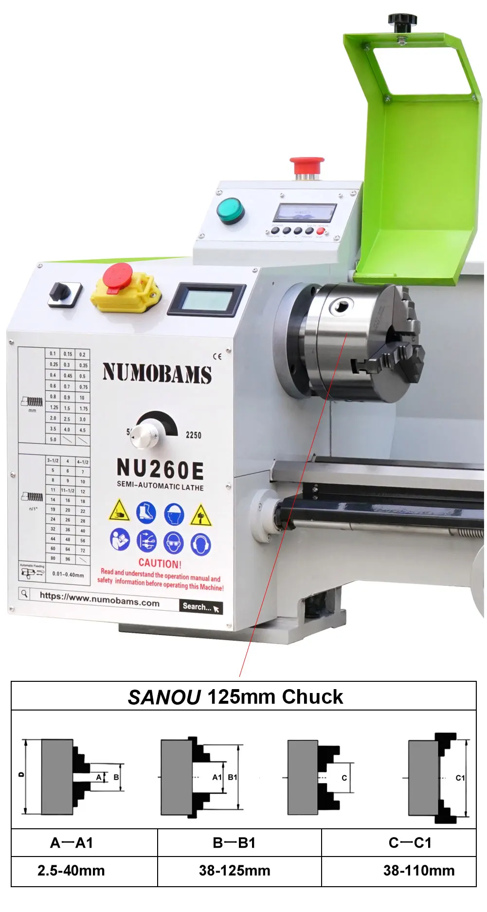 1500W NU260E Metal Lathe Max Distance Between Centers 500mm Hobby Lathe Machine For Workshop