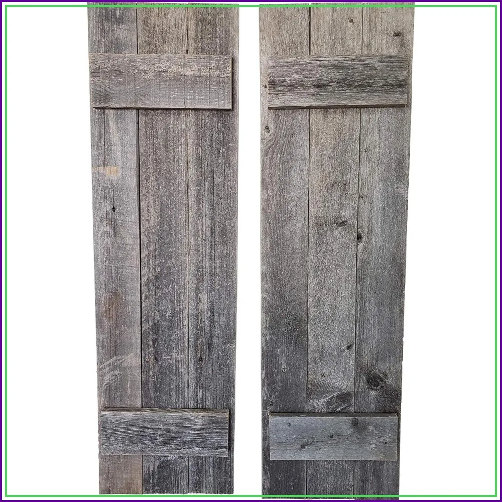 Rustic Shutters Reclaimed Weathered Wood Farmhouse Barnwood Decor Set of 2 Made in USA 11x36