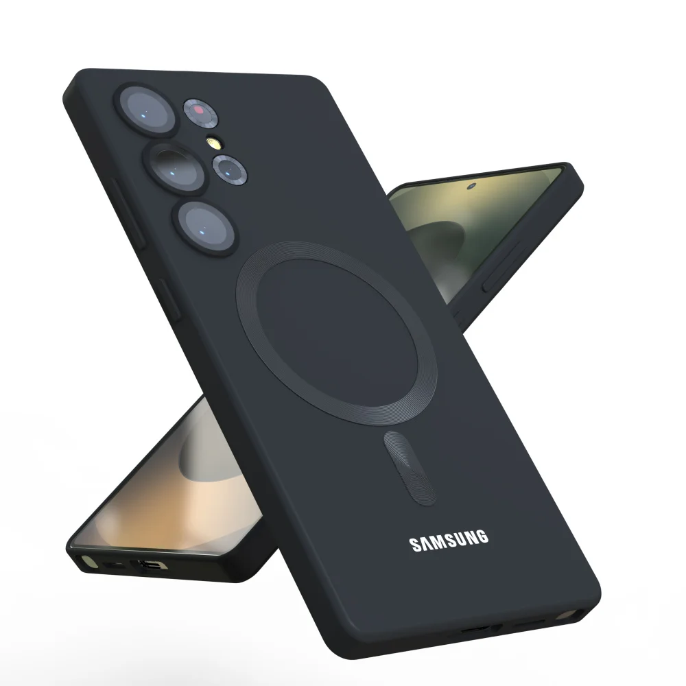 Capa Magnética de Luxo com Carregamento Sem Fio para Samsung Galaxy S26 S25 S24 S23 S26 S25 Ultra Plus, Capa Protetora Macia à Prova de Choque para Celular