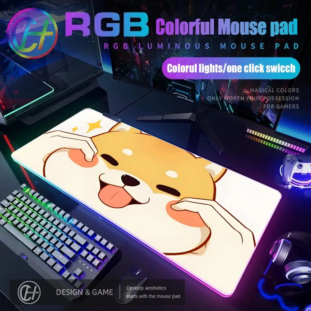 

900X400X4MM HYBXAXC Corgi Cute Dog Mouse Pad RGB Gaming Mouse Pad Desk Mat HD Gamer Large LED Light XXL 100X50CM Mouse Pad