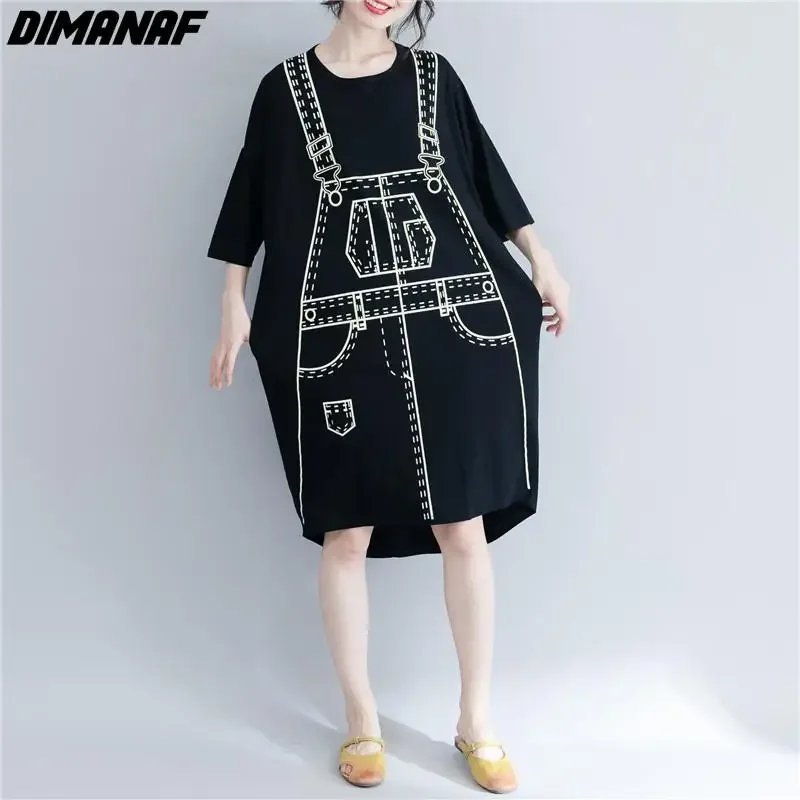 

DIMANAF Summer Women T-Shirt Cotton Tshirt Fashion Short Sleeve Patchwork Tops Tees Print Tunic Shirt Loose Casual 2024