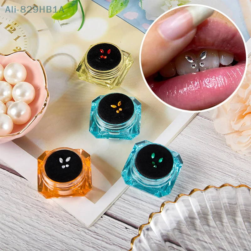 4Pcs/box Dental Tooth Gems Crystal Diamond Ornament Various Shapes Color Teeth Jewelry Denture Acrylic Teeth Decoration