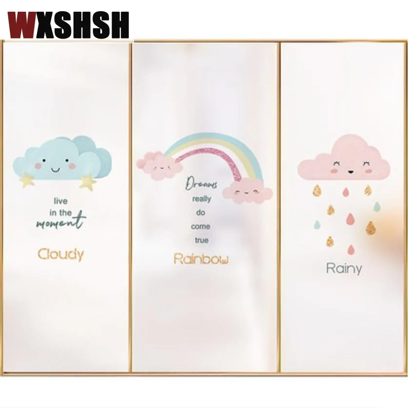 Оконная пленка без клея, статическая стеклянная фольга нестандартного размера, дизайн облака, водонепроницаемая витражная пленка для домашнего офиса