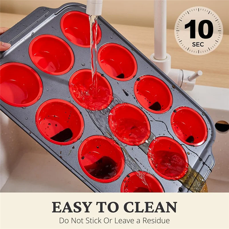 

Silicone Muffin Pan With Metal Frame, Egg Bite Maker Silicone Molds For Baking, Cupcake Pans 12 Regular Size-AT64
