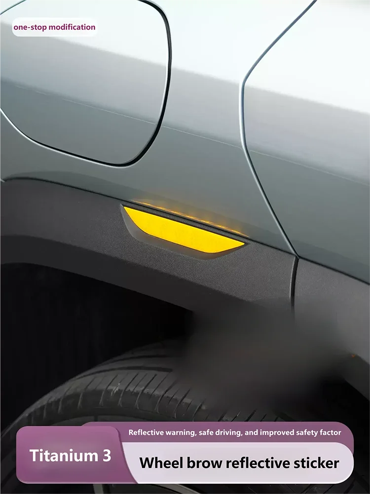 For BYD Leopard 3 Titanium 3 2025 2026 Wheel Eyebrow Reflective Warning Patch Scratch Resistant Patch Collision Avoidance Strip
