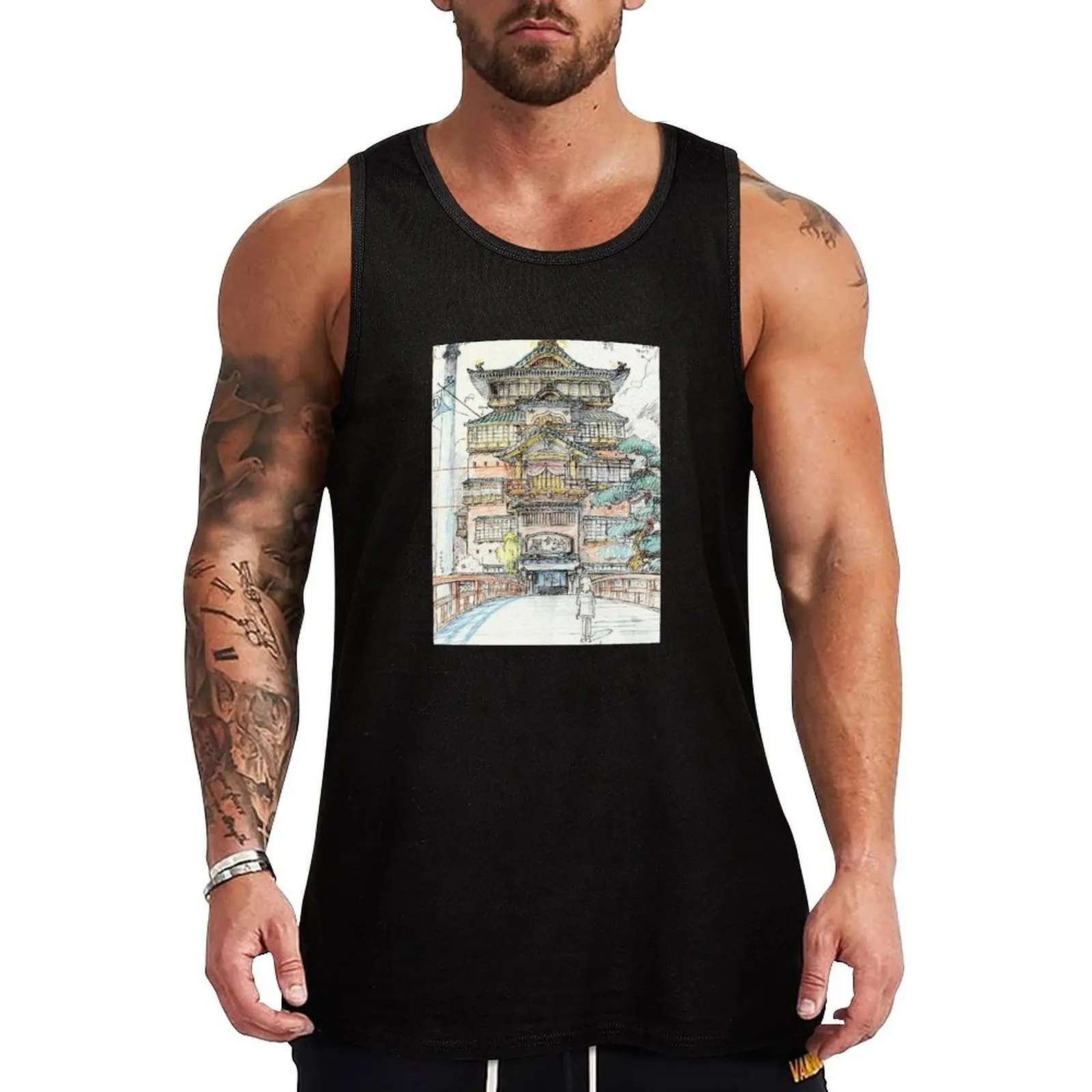 

Drawing Bathhouse Tank Top Performance Athletic Tank Top Workout Running Shirt