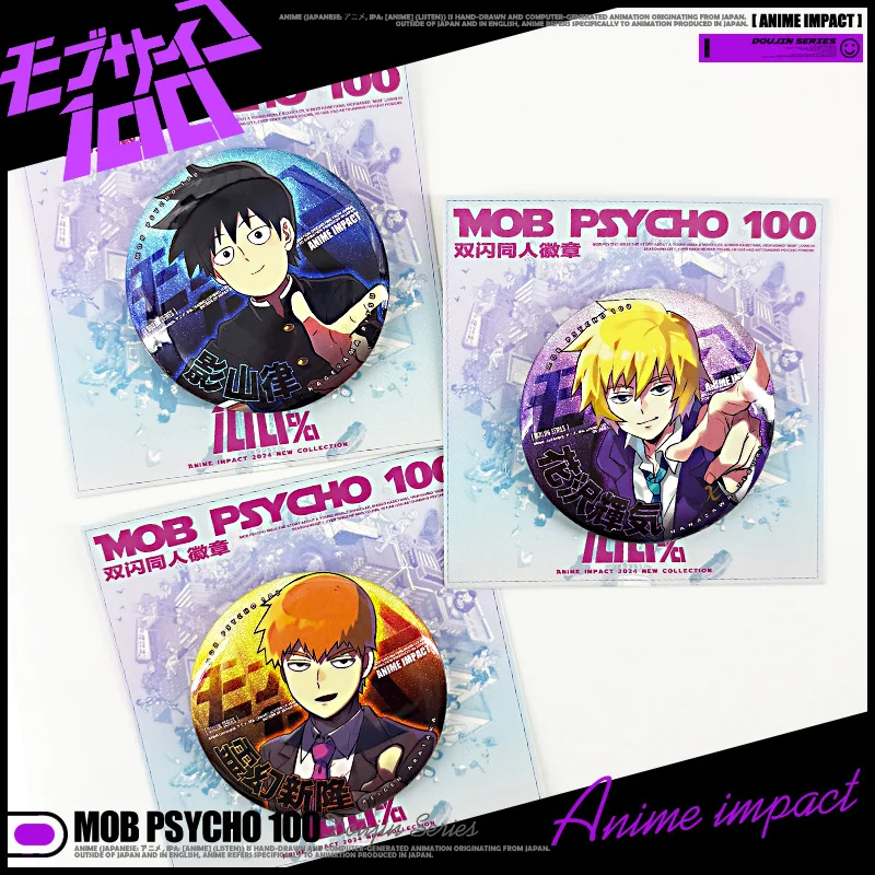 

Anime Mob Psycho 100 Cartoon Badges Anime Hanazawa Teruki Reigen Arataka Tinplate Brooches Decoration Accessories gift