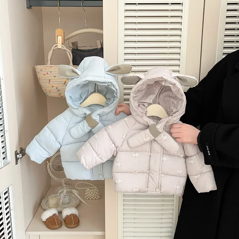 Ropa de algodón para niñas, chaqueta cálida y gruesa con capucha y bufanda, ropa para niños, chaqueta de invierno para niños, chaqueta acolchada para niños, Ropa Niña