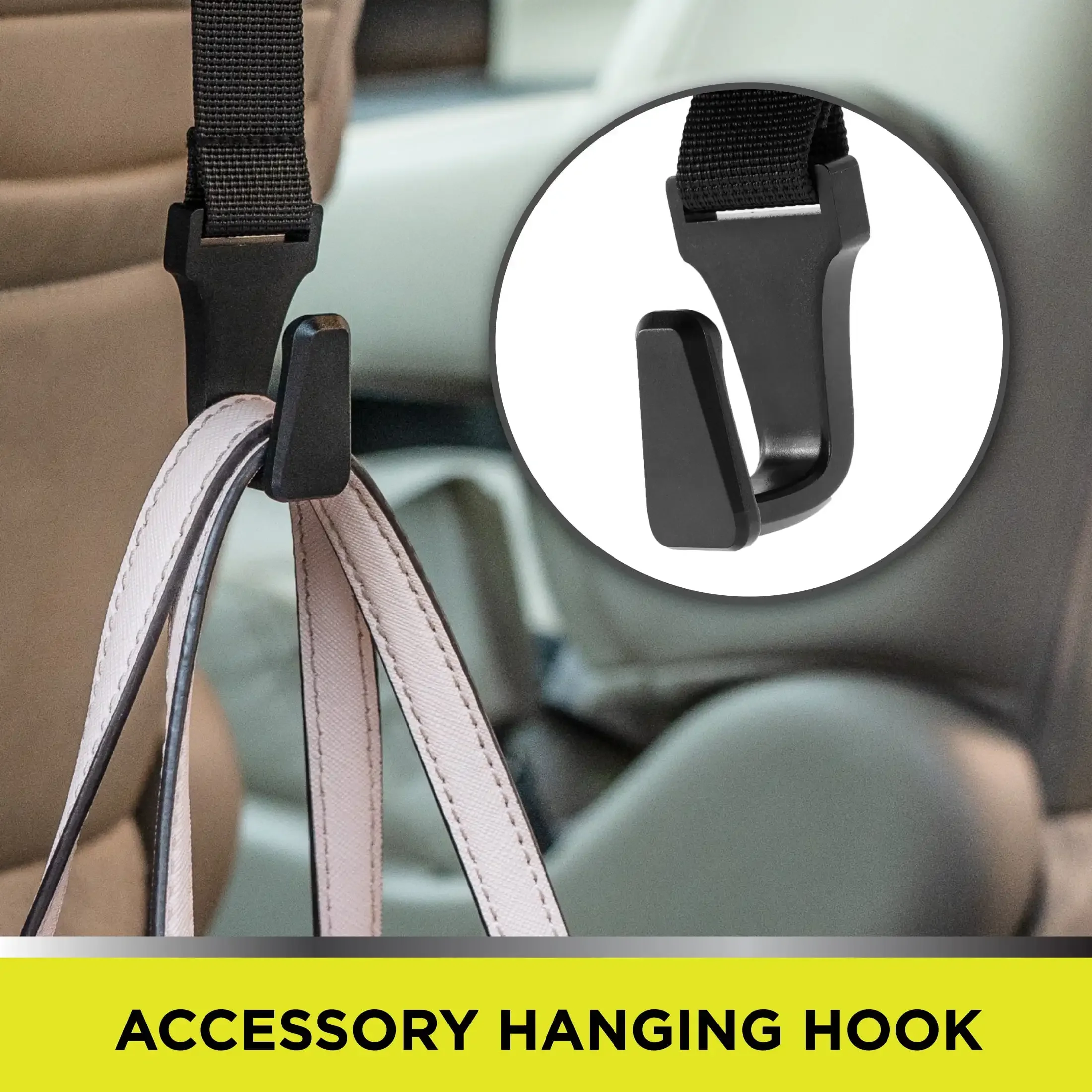 حقيبة تخزين سوداء فاخرة تناسب الجميع على ظهر مقعد السيارة والمركبة، عبوة واحدة