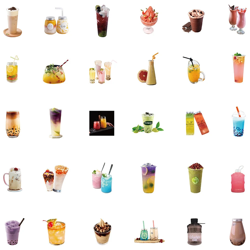 90Pcs Kawaii Pearl Milk Tea Ice Cream Stickers Boba Bubble Teas Waterproof Decals Sticker To DIY BulingBulingStickers Store