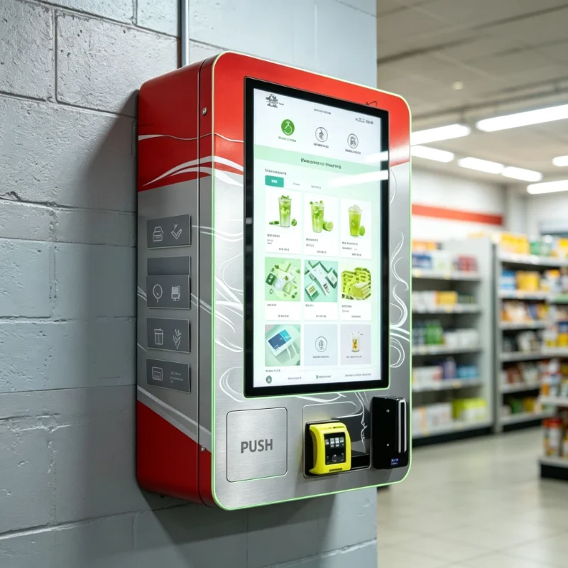 Intelligent Wall‑Installed Cigarette Vending Device 32'' Touch Screen, Age Identification and Payment Card Reader Hardware