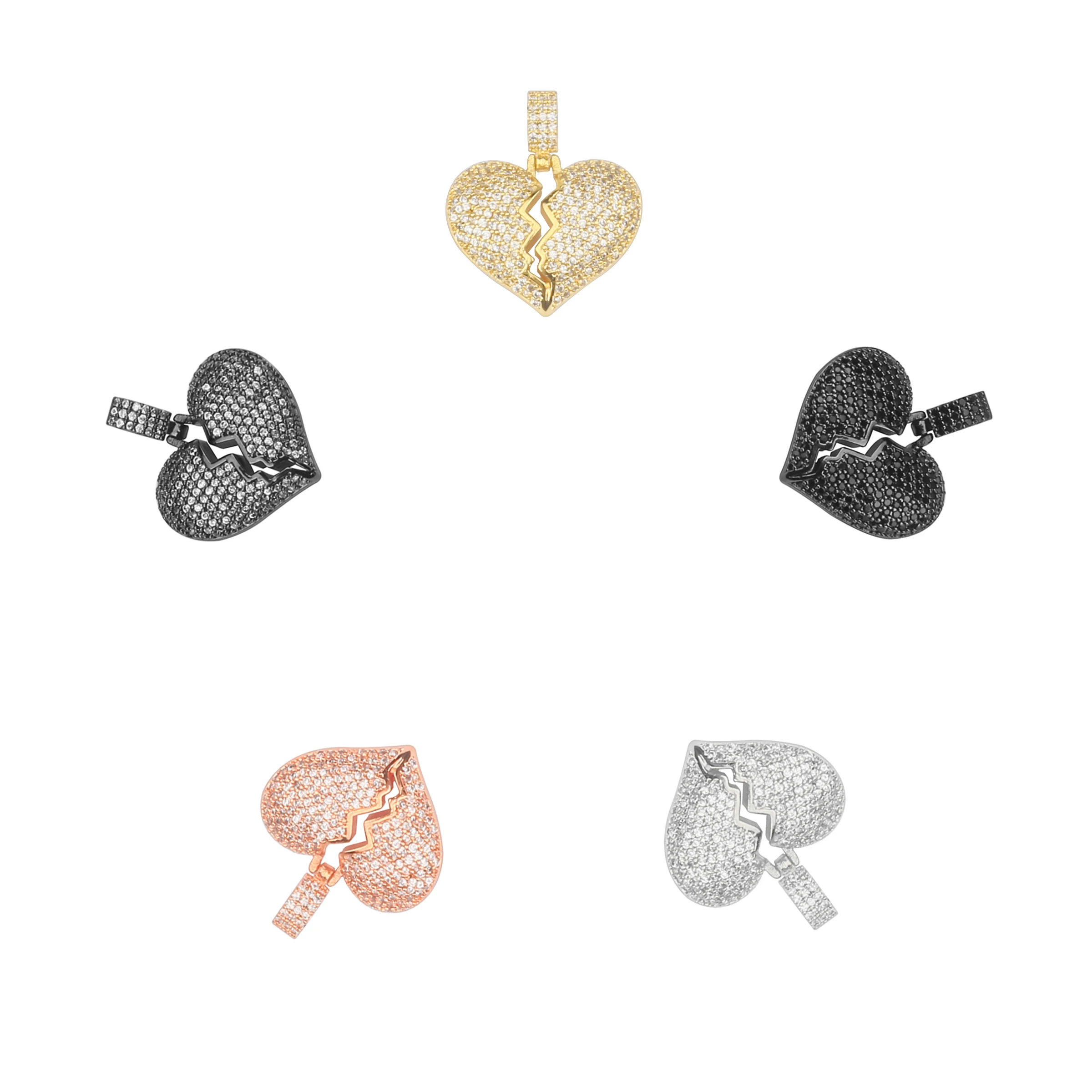 

10pcs/Lot CZ Crystal Broken Heart Charms Pendants for Women DIY Jewelry Making Findings Supplies Wholesale