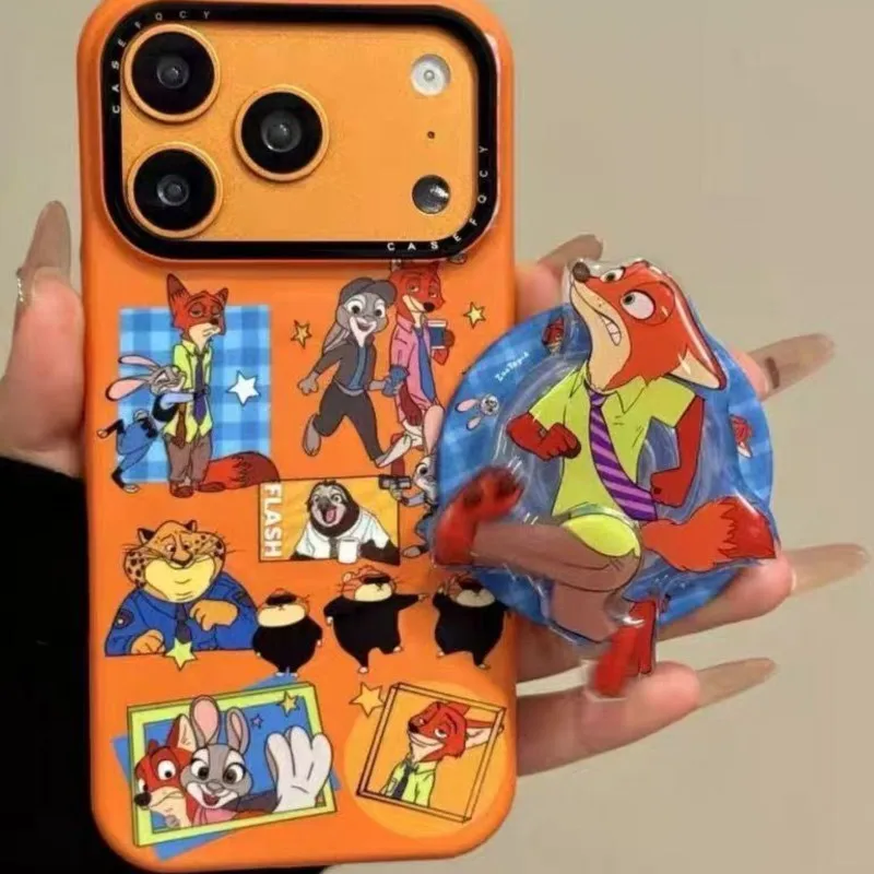 Zootopia Nick For Magnetic Phone Grip 3D Cartoon Foldable For Magnetic Bracket For iPhone 17 For Samsung S24 Phone Accessories
