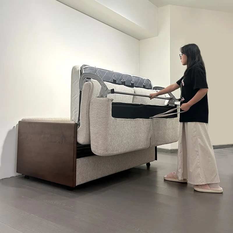 

Flip sofa bed with mattress type folding small apartment with solid wood that can sleep for a long time