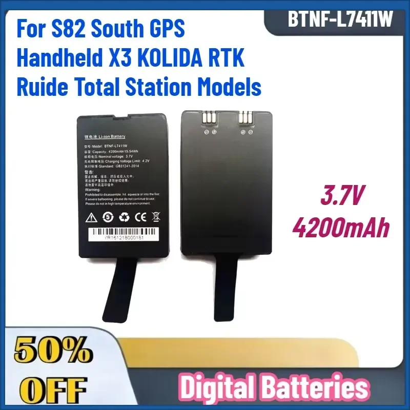 High-Quality 3.7V 4200mAh BTNF-L7411W Rechargeable Batteries For S82 South GPS Handheld X3 KOLIDA RTK Ruide Total Station