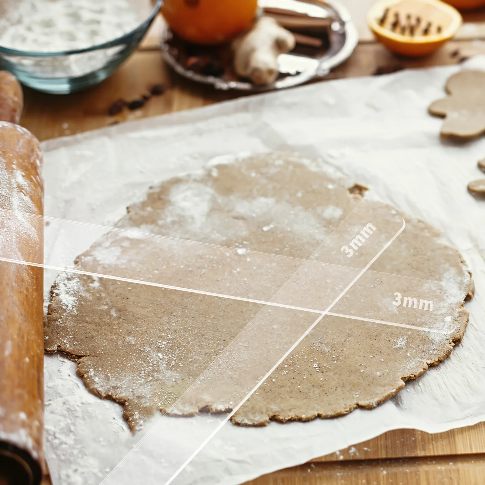 

2pcs Acrylic Baking Ruler Dough Thickness Guide For Cookie Fondant Rolling Pin Measuring Tool Kitchen Baking Accessories