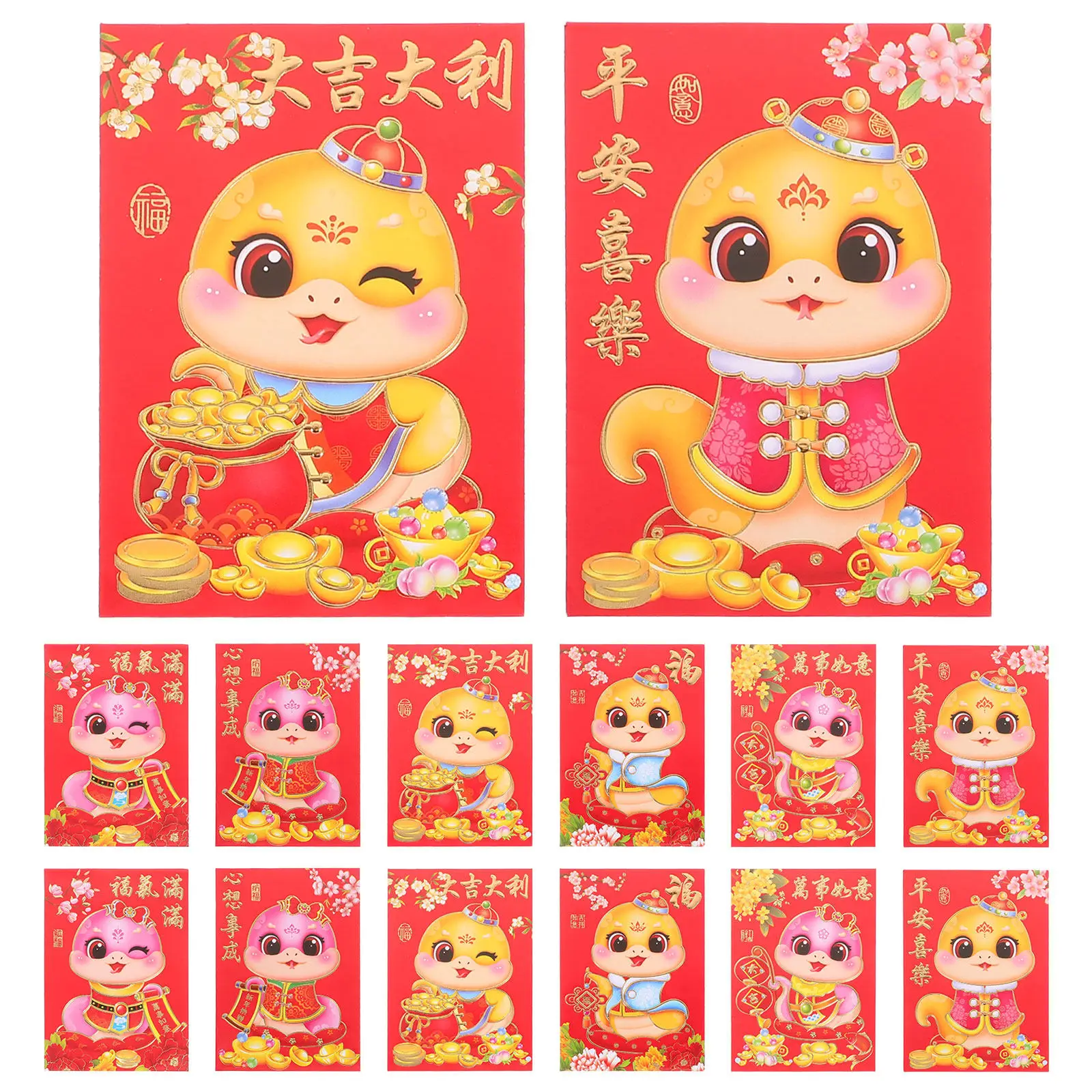 

60Pcs Snake Year Red Envelopes 2025 Spacious Sturdy Paper Red Packets for New Year Wedding Birthday Celebrations Traditional Yet