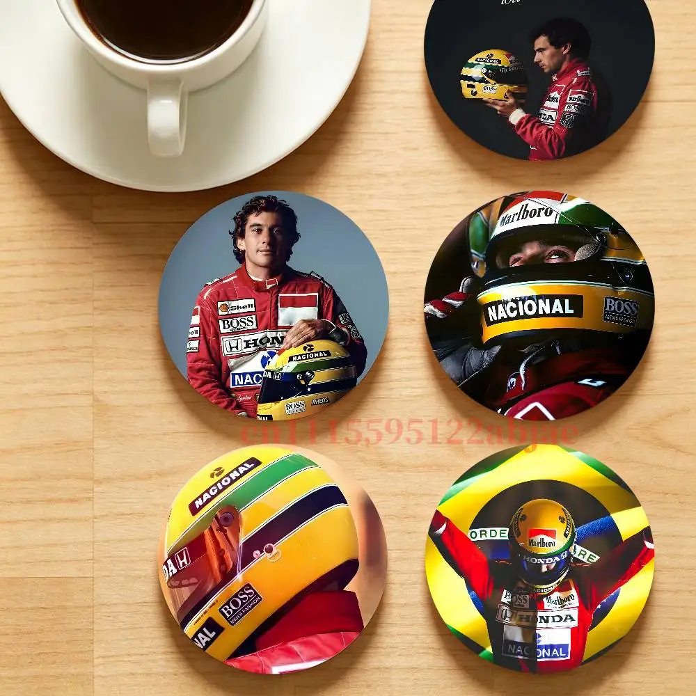 Racing Driver A-Ayrton S-Senna Wooden Cup Mat Cappuccino Vodka Juice Water Coaster for Flower Shop