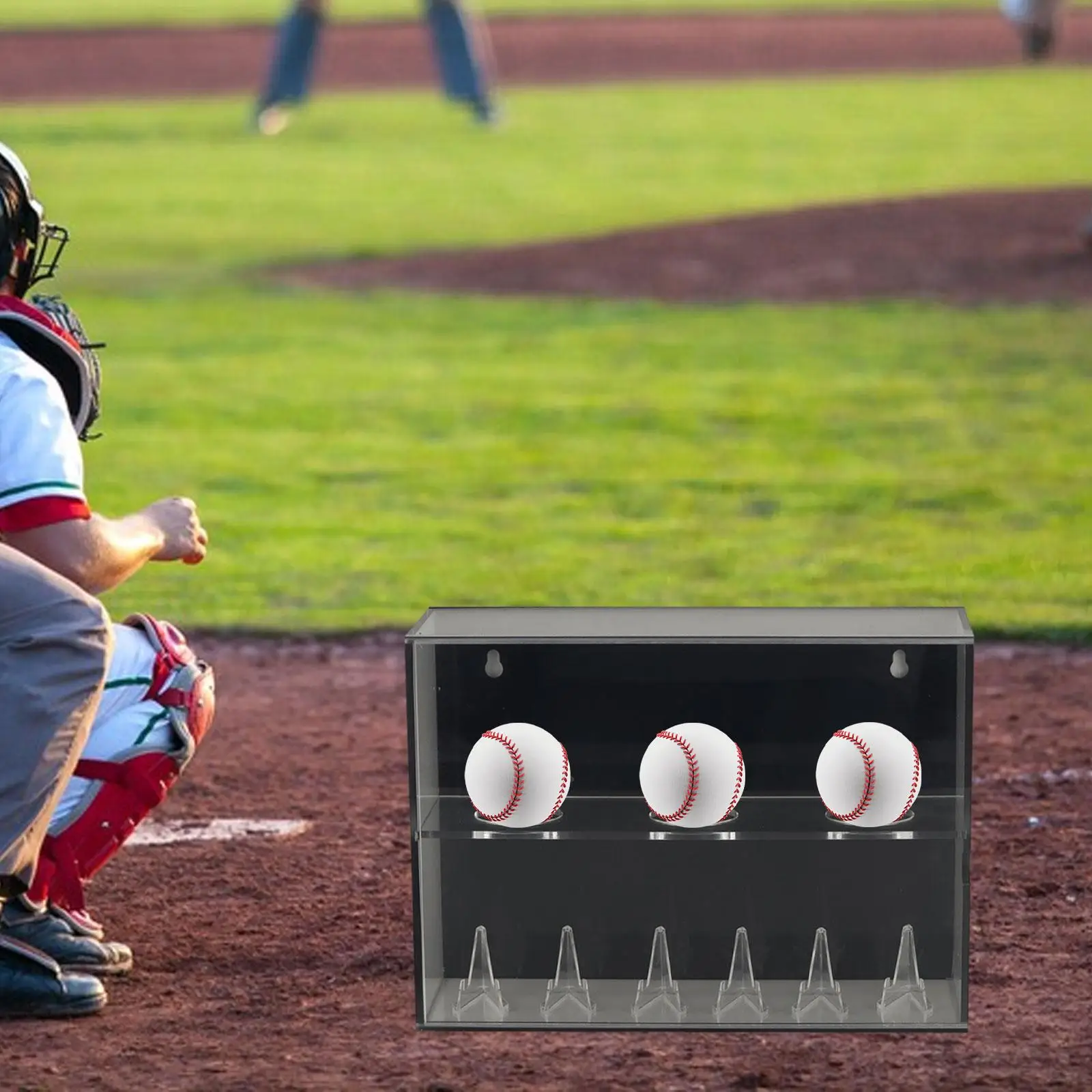 Slides Open Baseball Display Case Versatile Acrylic Holder for Tennis Golf Balls and Commemorative Medals