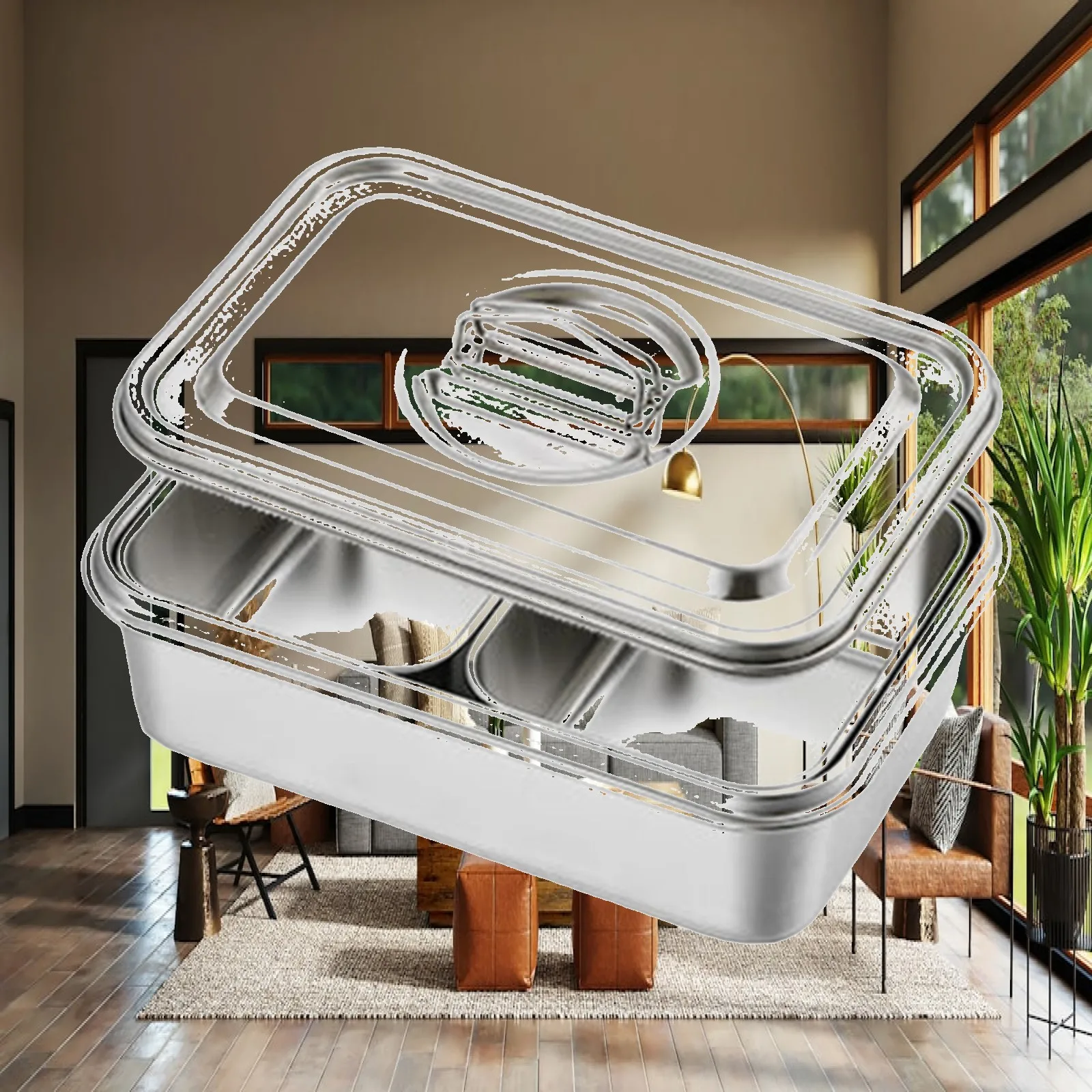 Buffet Chafer Set Food Chafer Dining Stainless Steel Rectangular Catering Rustproof Kitchen Food Tray Hot Pot Chafing Dish
