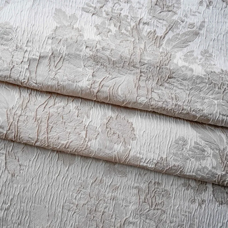 

Окрашенная в пряжу жаккардовая ткань, весна-осень, светло-коричневый, слегка эластичный, с большими цветами, женская классическая рубашка, модный дизайн, шитье ткани