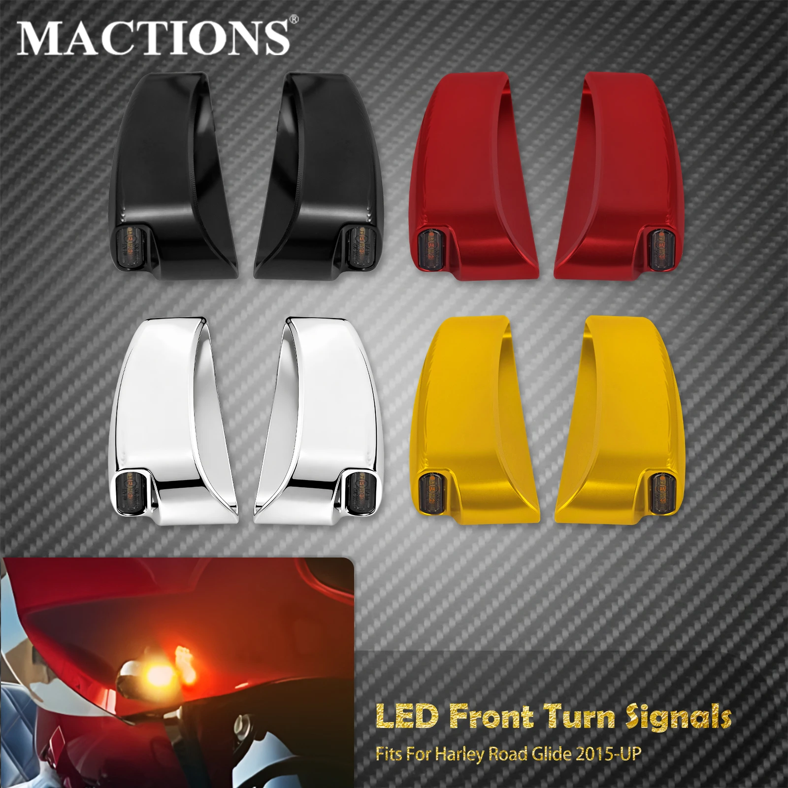 

Motorcycle LED Turn Signal Light E Mark Front Indicator Lamp For Harley Touring Road Glide FLTRXS FLTRX Special 15-Up CVO Ultra