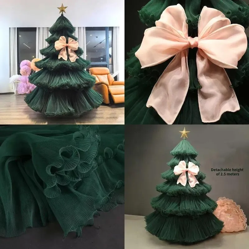 Y281 Multi-size mesh wave Christmas tree decorations, artificial holiday home decorations, easy to disassemble, interior