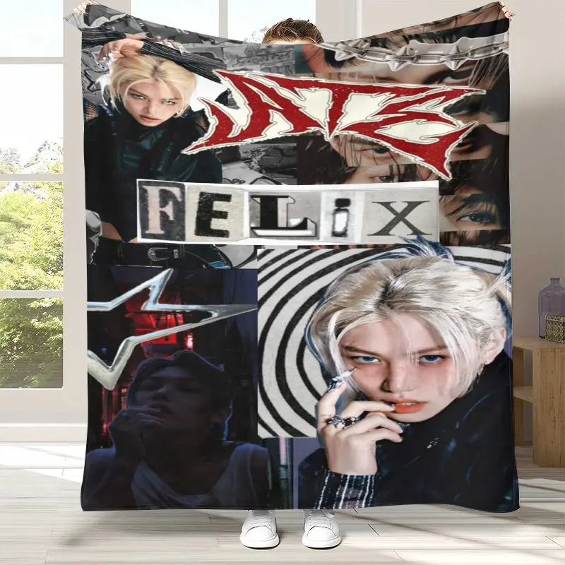 SK Korean F-Felix Star Lee Yong Bok Flannel Throw Blanket,Cozy Warm Blanket for Bed,Sofa,Living Room,Picnic,Camping,Home Decor