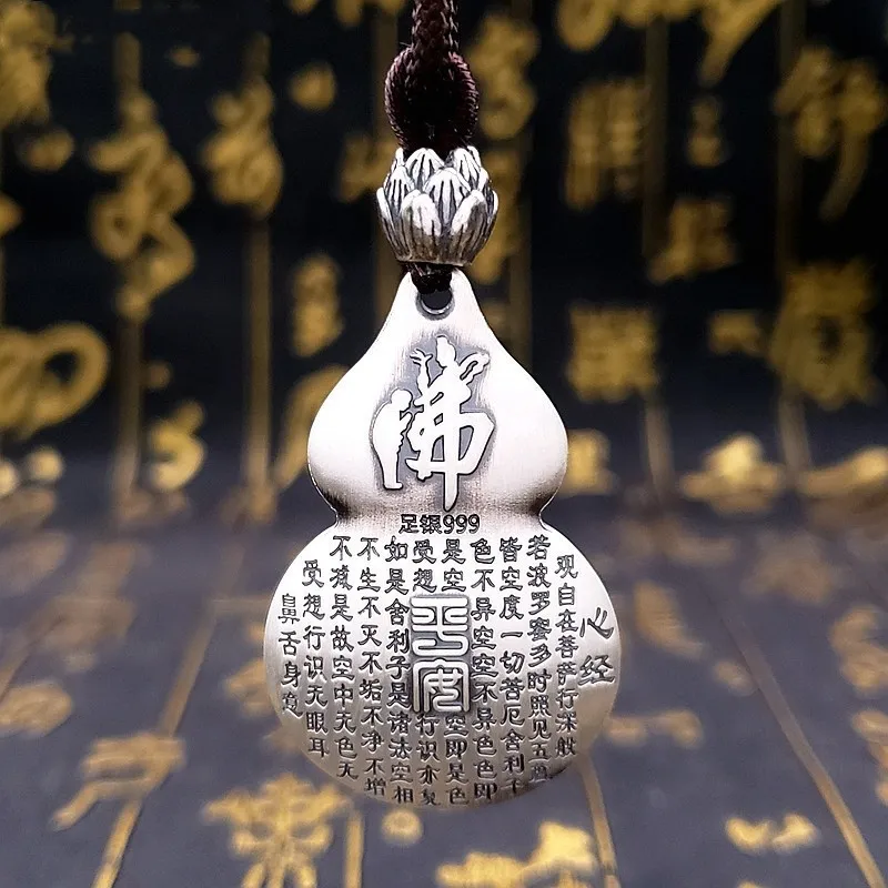 Vintage Gourd Lotus Avalokitesvara Pendant Guardian Buddha For Men Jewelry High Grade Amitabha Amulet Necklace Male Jewelry