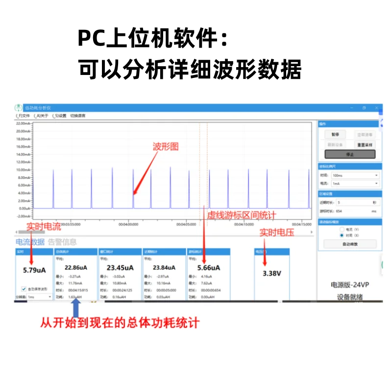 Suitable for analog battery tester uA-A bidirectional power supply, current waveform