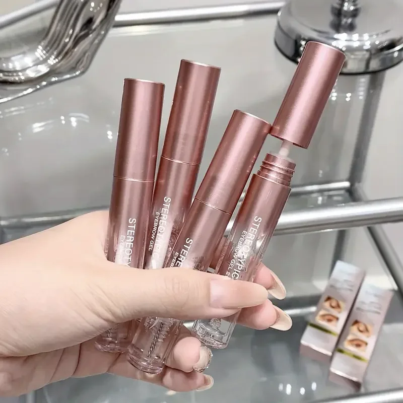 Gel modelador de sobrancelha 3dstereo, à prova d'água de longa duração, secagem rápida, gel modelador de sobrancelha de aparência natural com aplicador de pincel, maquiagem em gel