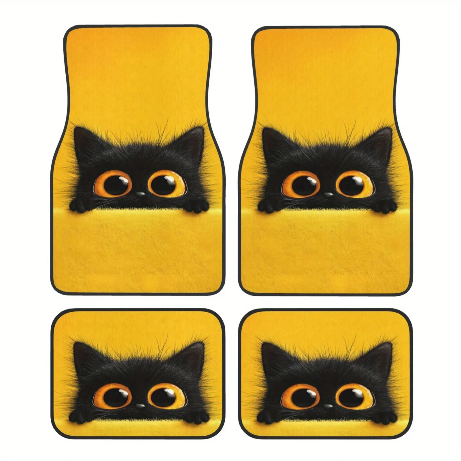 4pcs, Cute Kitten Pattern Design Car Floor Mats, Durable And Easy To Clean, Suitable For Most Car Models Including Sedans, SUVs,