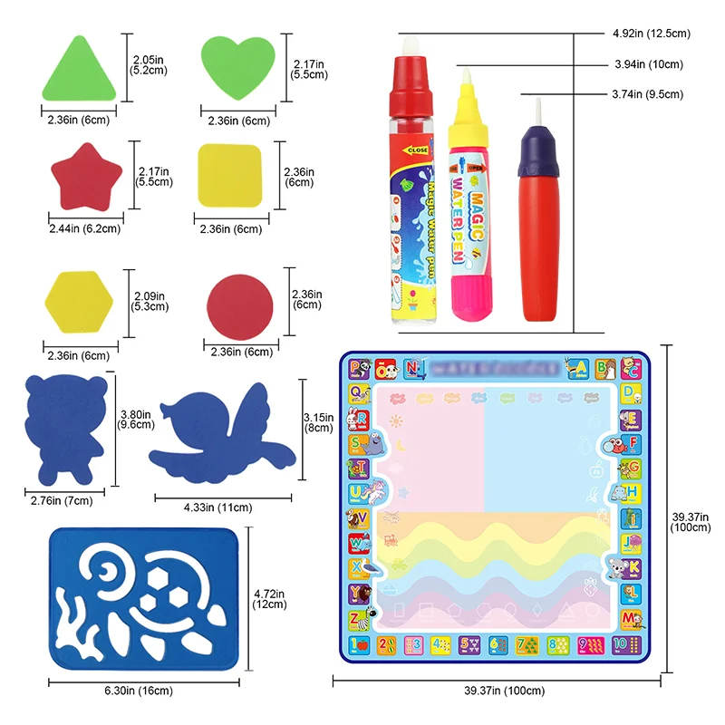 Magic Water Drawing Mat Reusable Coloring Doodle With Magic Pens Painting Board Montessori Educational Toys Kids Children Gift