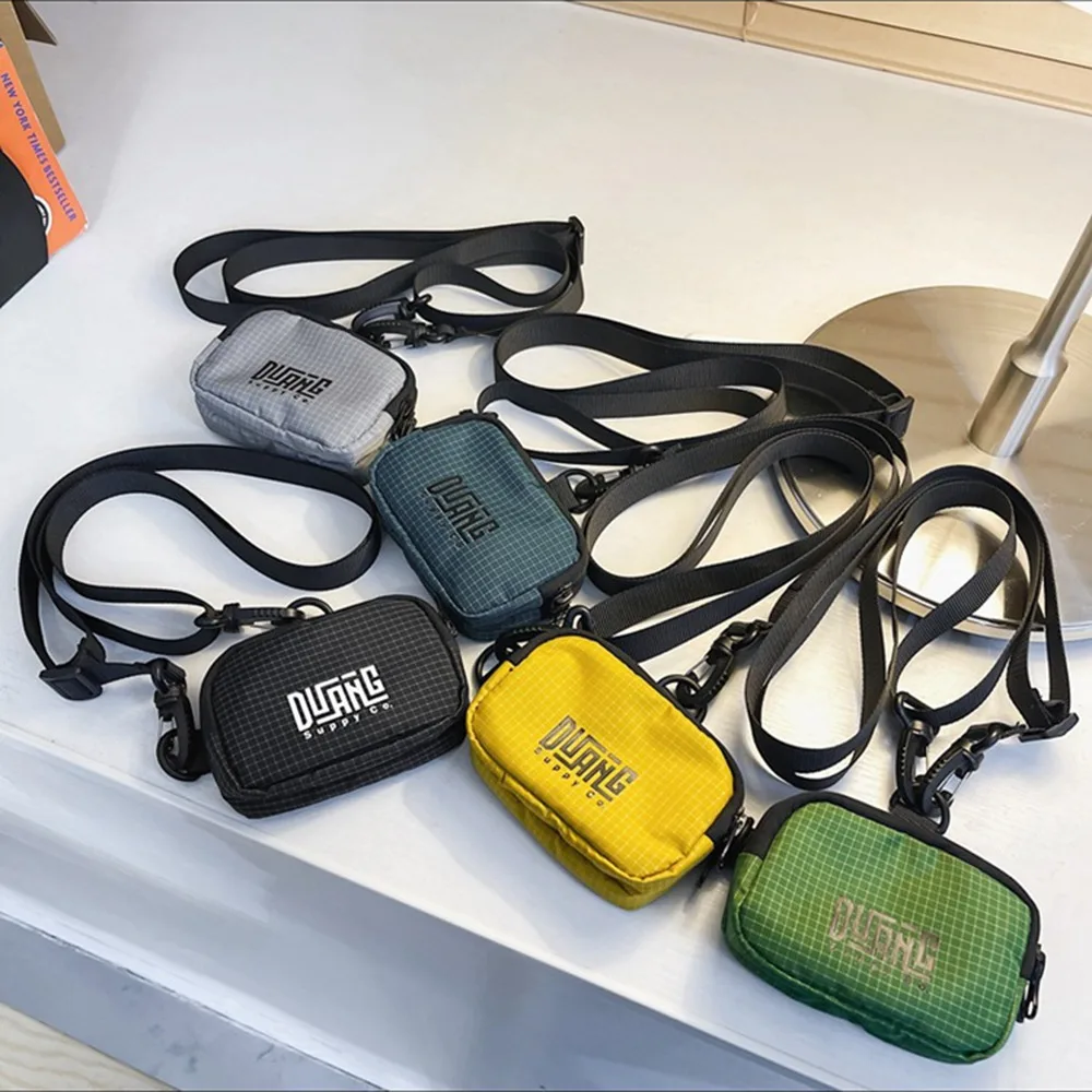 

Simple Neck Hanging Nylon Coin Purse Lanyard Japanese Style Mini Storage Bag Letter Earphone Bag Small Item Bag Students