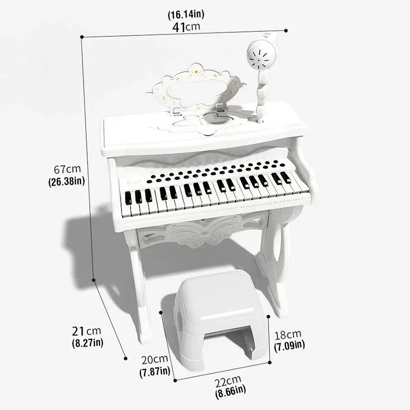 37 Keyboard Electronic Piano With Microphone Chair Song Musical Instrument Beginner Baby Boys Girls Kids Toys Christmas Gifts