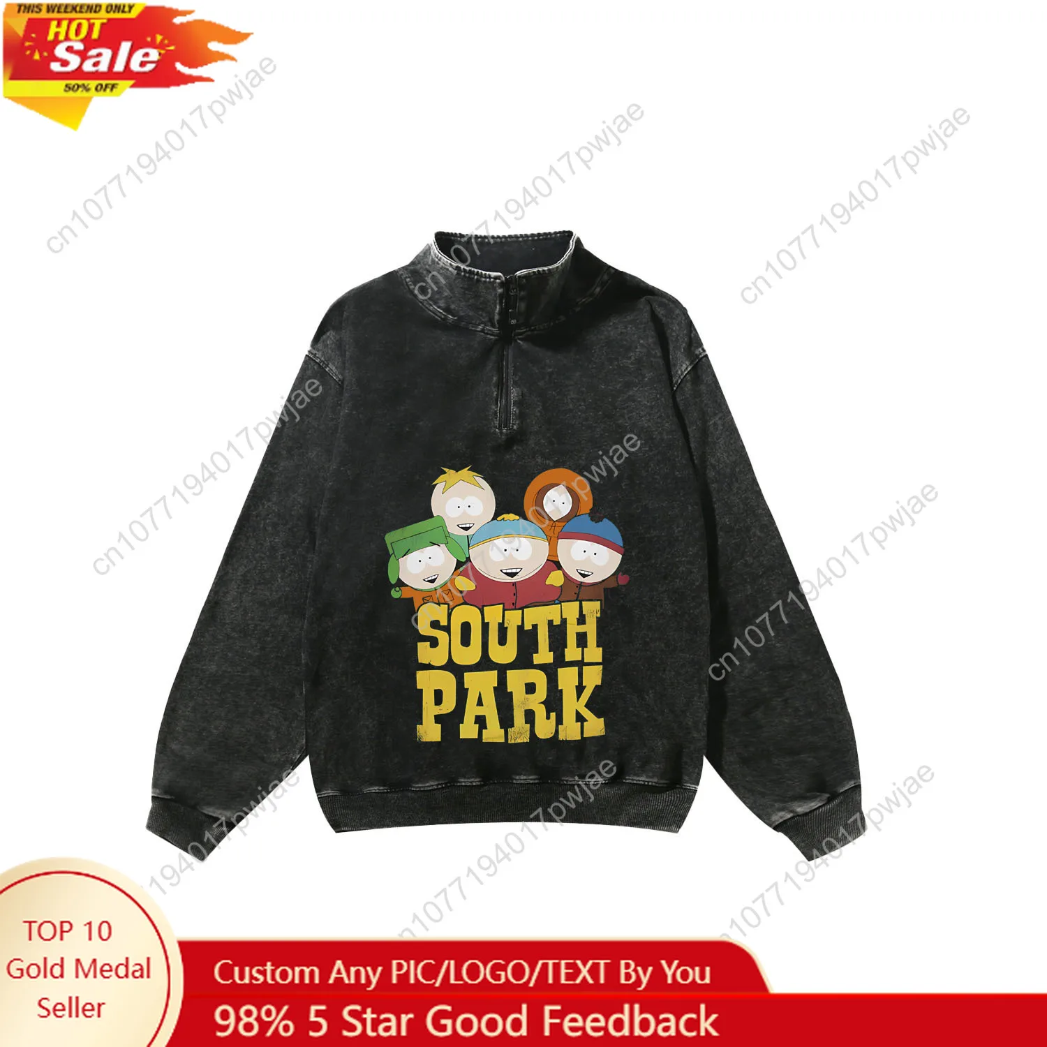 

South Park Animation Comedy Custom Retro Sweatshirt Mans Womans Half Zipper Vintage Sweat Shirt Photo Custom Made Tops