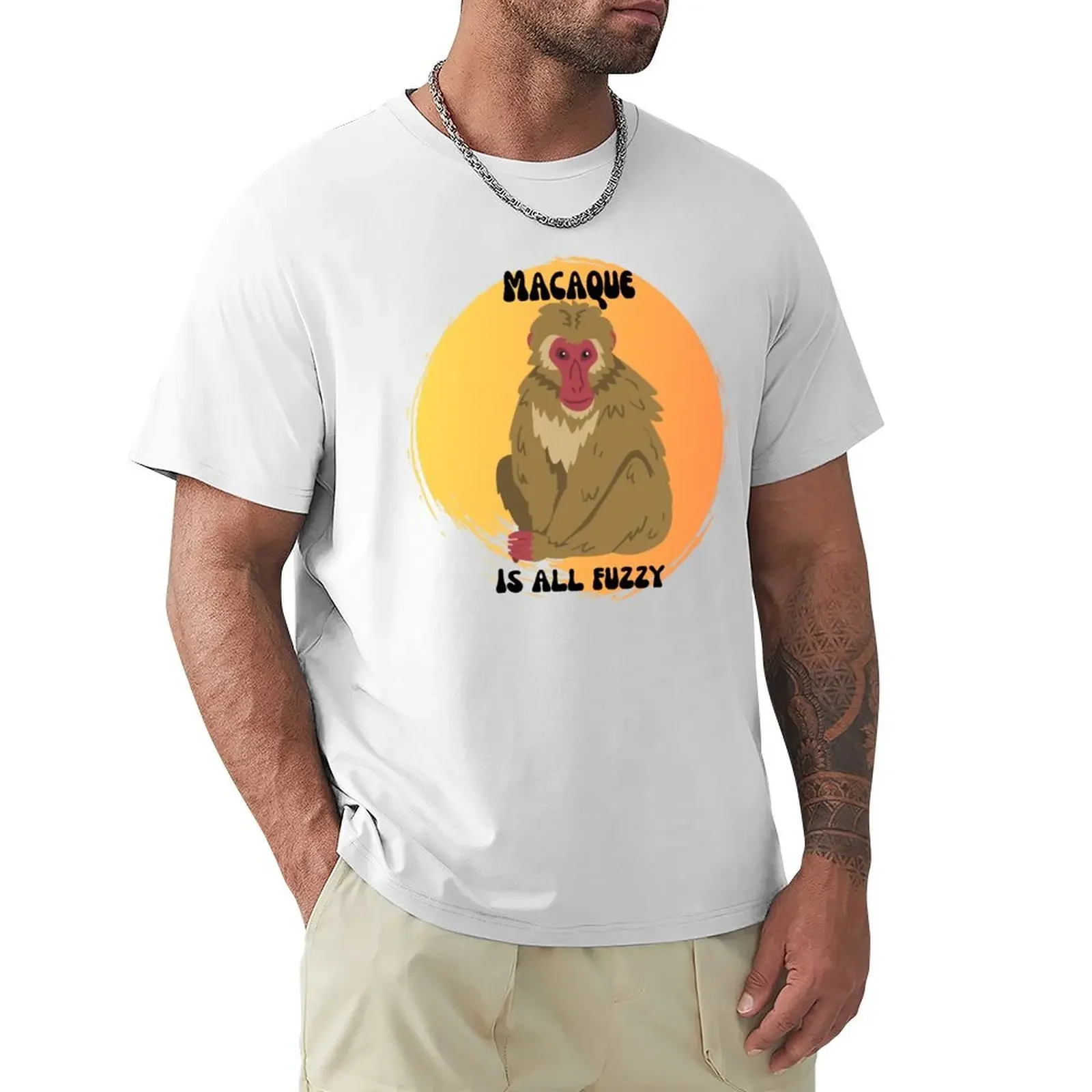 Macaque is all fuzzy T-Shirt summer top graphic tee shirt plus size tops anime figures T-shirt men