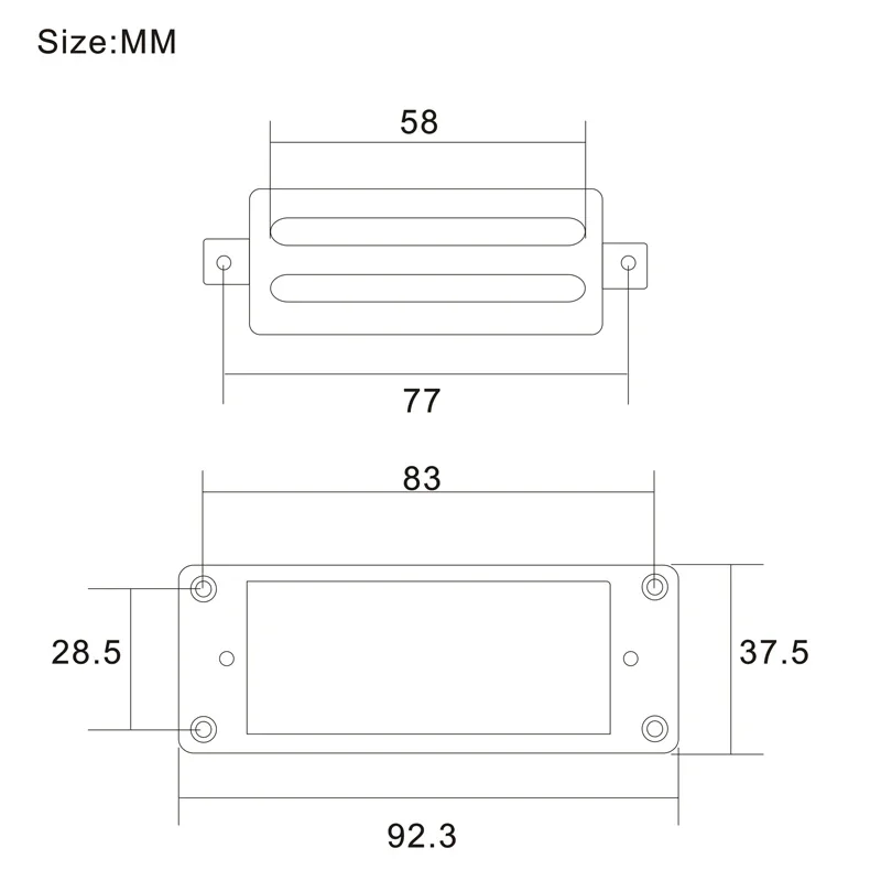 Mini Messing abdeckung Humbucker 68x29mm 4 Kabel Spule Spaltung 9k mit Rahmen für Gitarren Pickup Teile Chrom