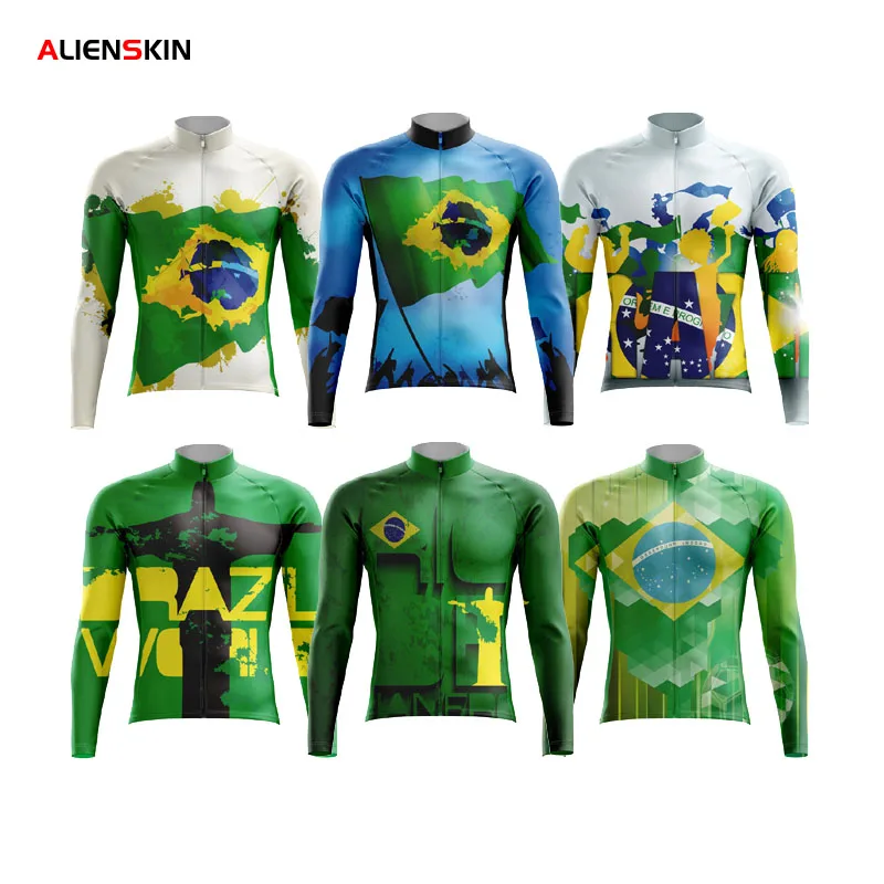 Cycling Jersey Brazil Mens Long Sleeve High Quality Bike Jersey Men Cycling Long Sleeve Sportwear Team Racing Bicycle Shirt Man