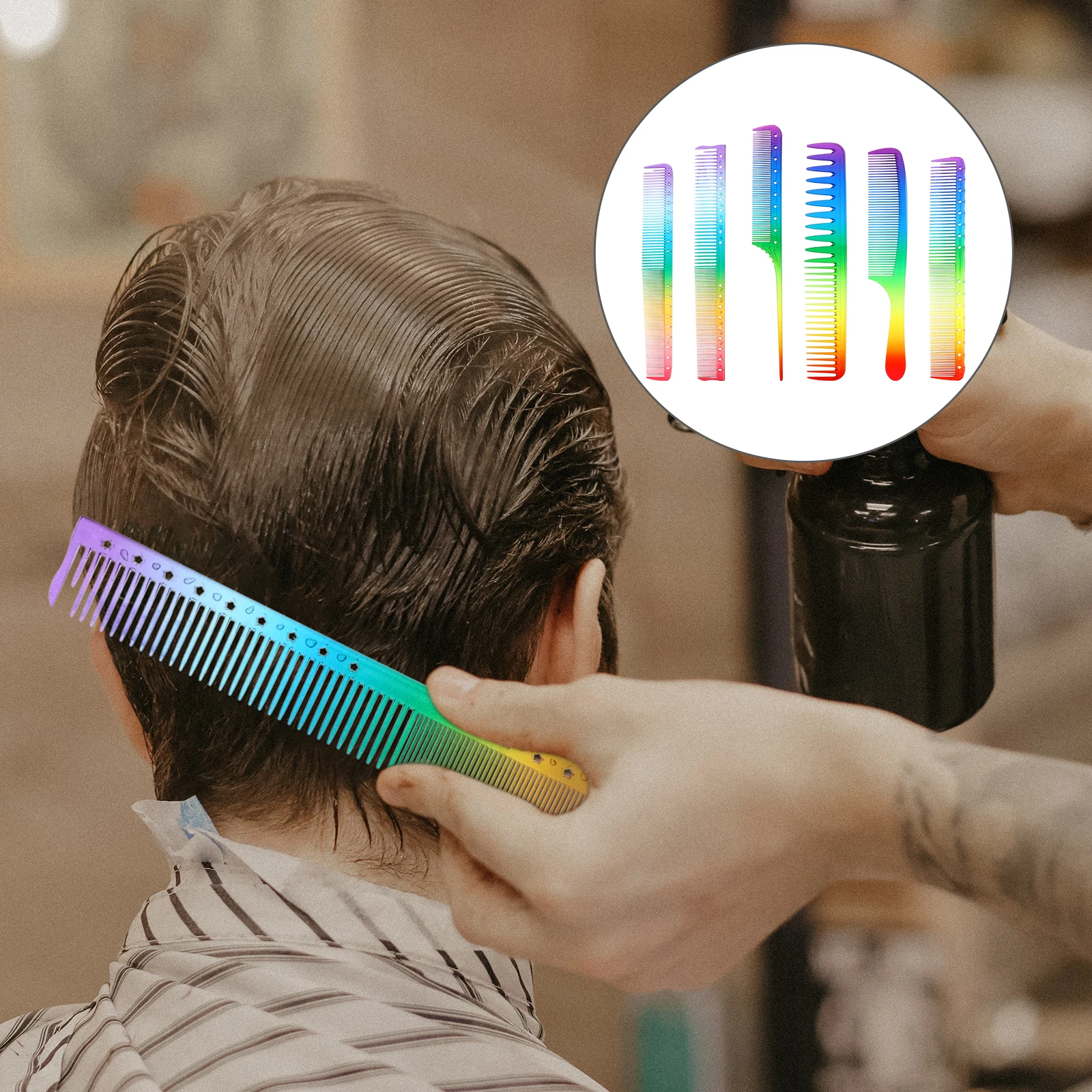 

Rainbow Colorful Hair Combs Set Waterproof Lightweight Portable Plastic Hairdressing Combs Smooth Detangle Styling for Women