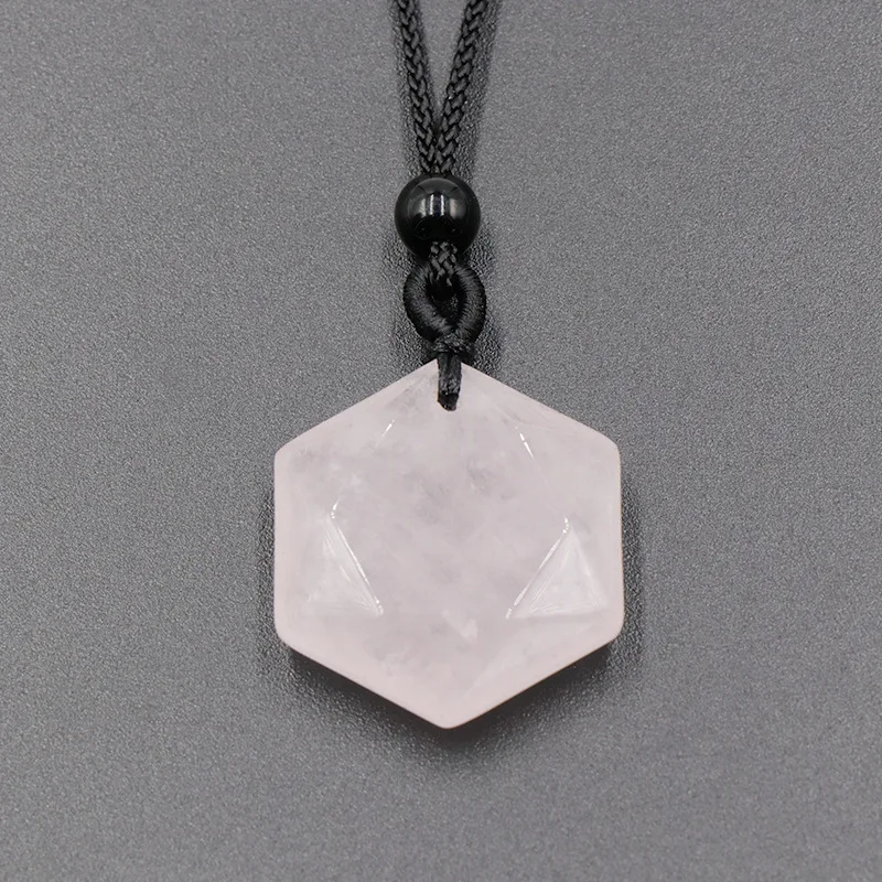 Hexagramm-Stern-Anhänger aus Naturstein, verstellbares Seil, Achat-Kristall-Charms, Pullover-Kette, Halskette für Damen und Herren, Schmuckgeschenk – Detail 14